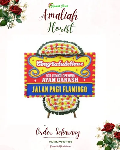 Bunga Papan Congratulation di Calathea Lutea Wedding Venue
